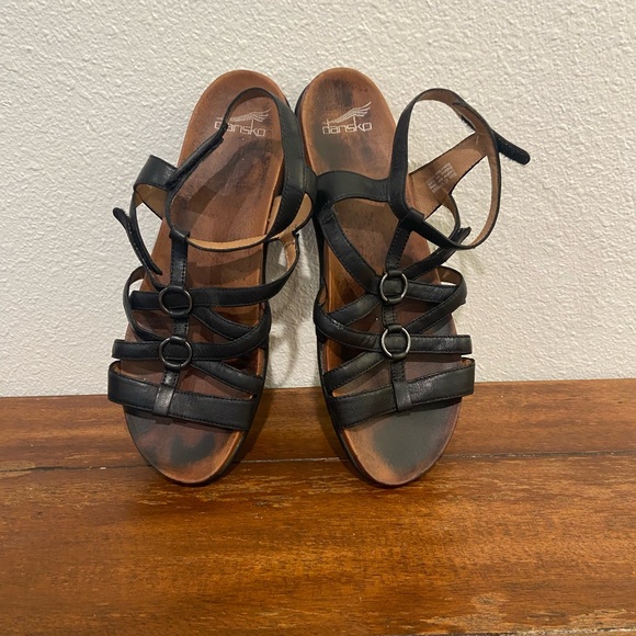 Dansko Shoes - Dansko Black Multi-Strap Leather Sandals